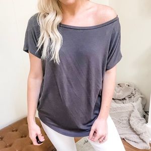 Express Charcoal Off The Shoulder Blouse